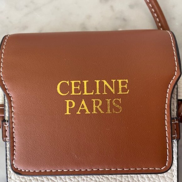 CELINE Phone Pouch with Flap Triomphe Canvas and Lambskin - Picture 11 of 16